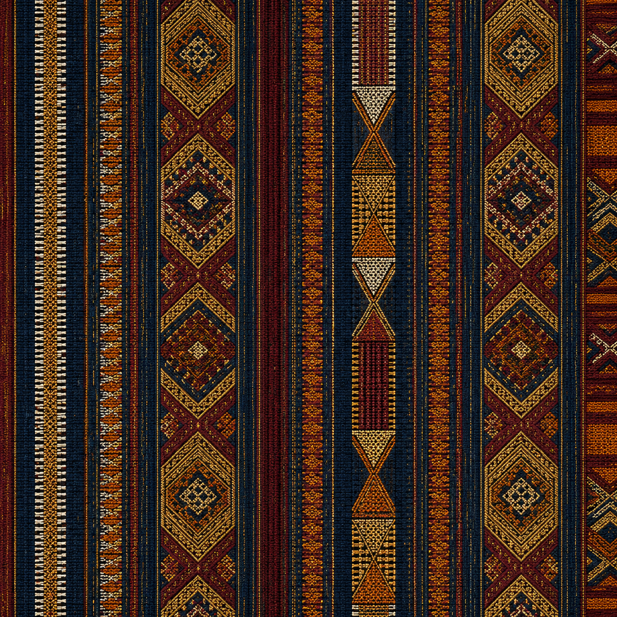 Blue, gold and rust Ankara print