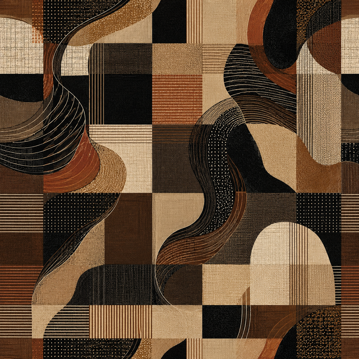Brown and black checkered abstract pattern
